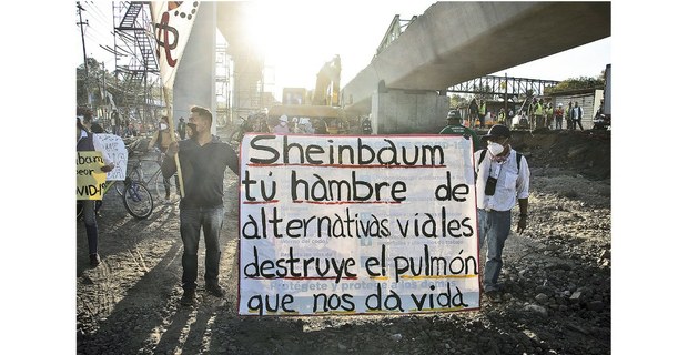 Protesta de pobladores de Xochimilco contra la destrucción de humedales, 2021. Foto: Tamara Blázquez Haik