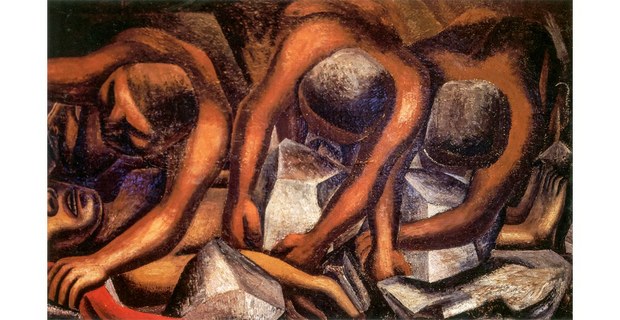 Mineros, 1931, óleo de David Alfaro Siqueiros