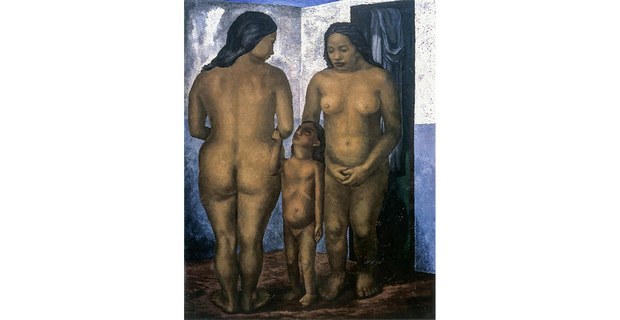 Julio Castellanos, Mujeres y niño (Tres desnudos), 1929-1930 (La nube y el reloj de Luis Cardoza y Aragón, 1940, edición ilustrada del Instituto de Investigaciones Estéticas, UNAM)