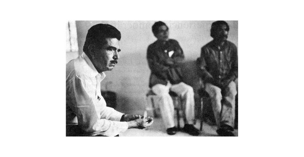 Othón Salazar durante la entrevista en Alcozauca, Guerrero. 1989. Foto: Elsa Medina