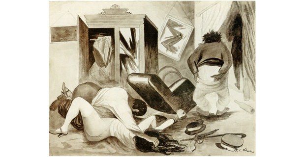 La violación, 1926. Pincel y tinta negra y aguasa sobre trazas de carbón sobre papel vitela color ante de José Clemente Orozco