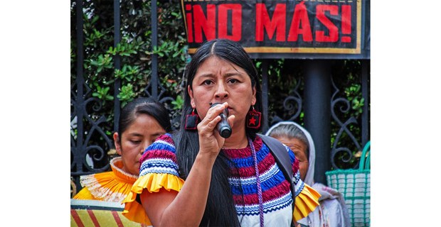 Mujeres de Eloxotitlán de Flores Magón, Oaxaca, exigen la liberación de sus compañeros y alto a la criminalización de la comunidad. Fotos: Axel Hernández