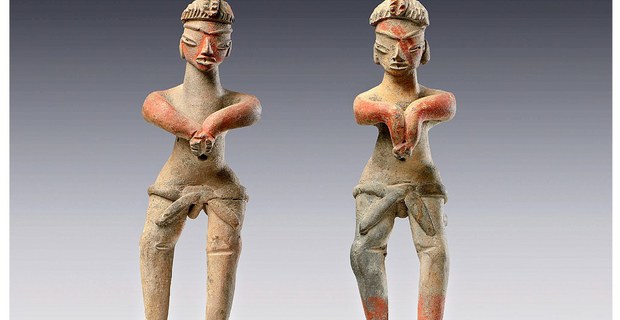 Hombres danzantes. Figuras elaboradas en Tlatilco (1400-800 a. C.). Foto: Museo Amparo, Puebla