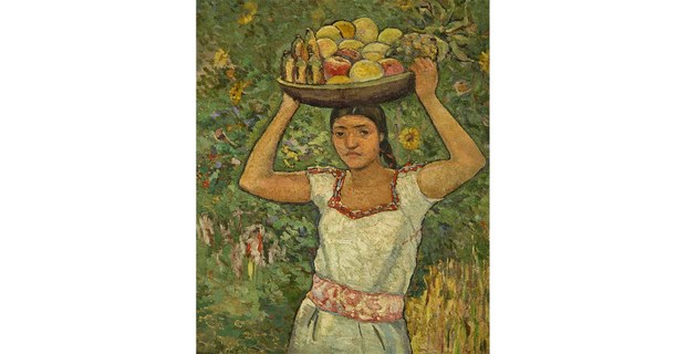 Luz Jiménez cargando fruta. Por Fernando Leal