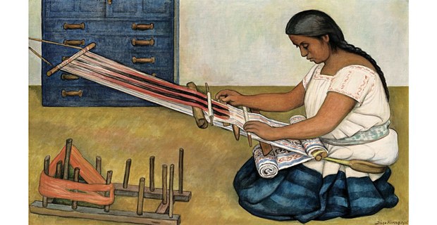 Luz Jiménez en el telar, 1936. Por Diego Rivera